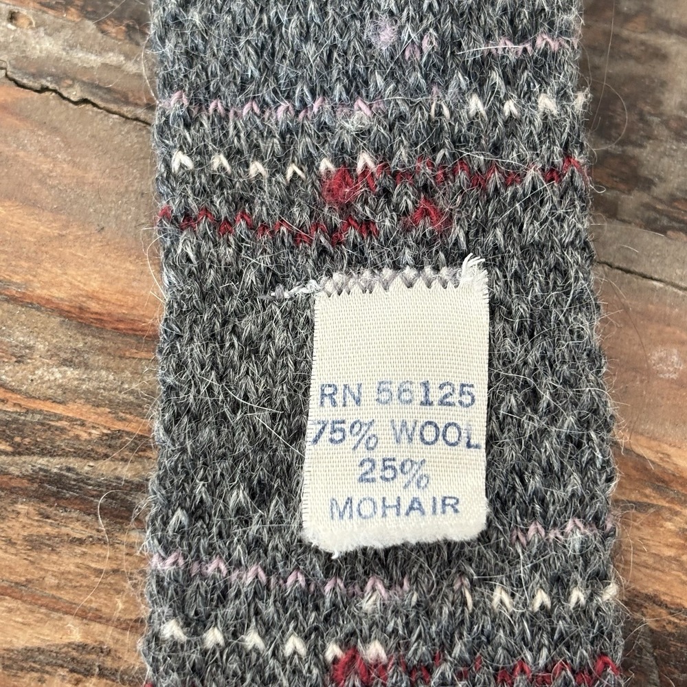 Vintage 615 Collection Knit Sick Neck Tie Wool/Mobair  Gray - Picture 4 of 4